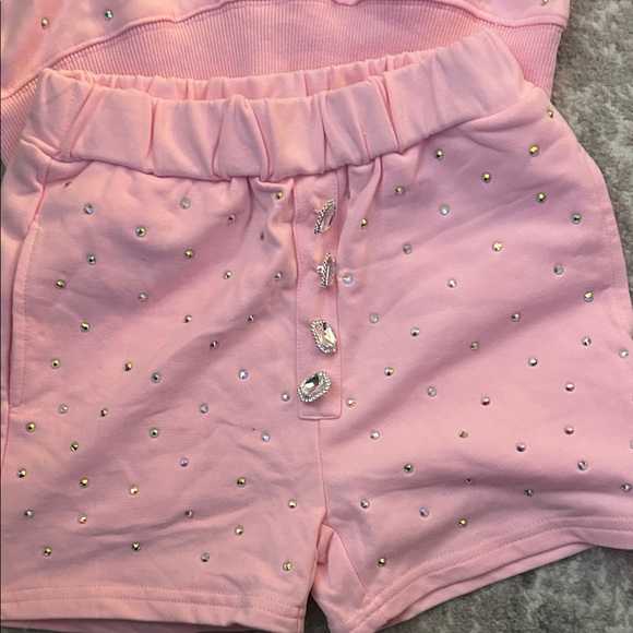 Lola + The Boys Pink Button-Up sparkle short Set - Picture 3 of 6